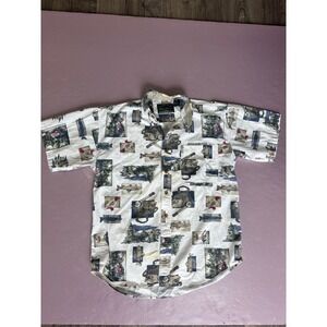 North River Fishing Shirt Outdoorsman‎ Print Short Sleeve Button Up Medium